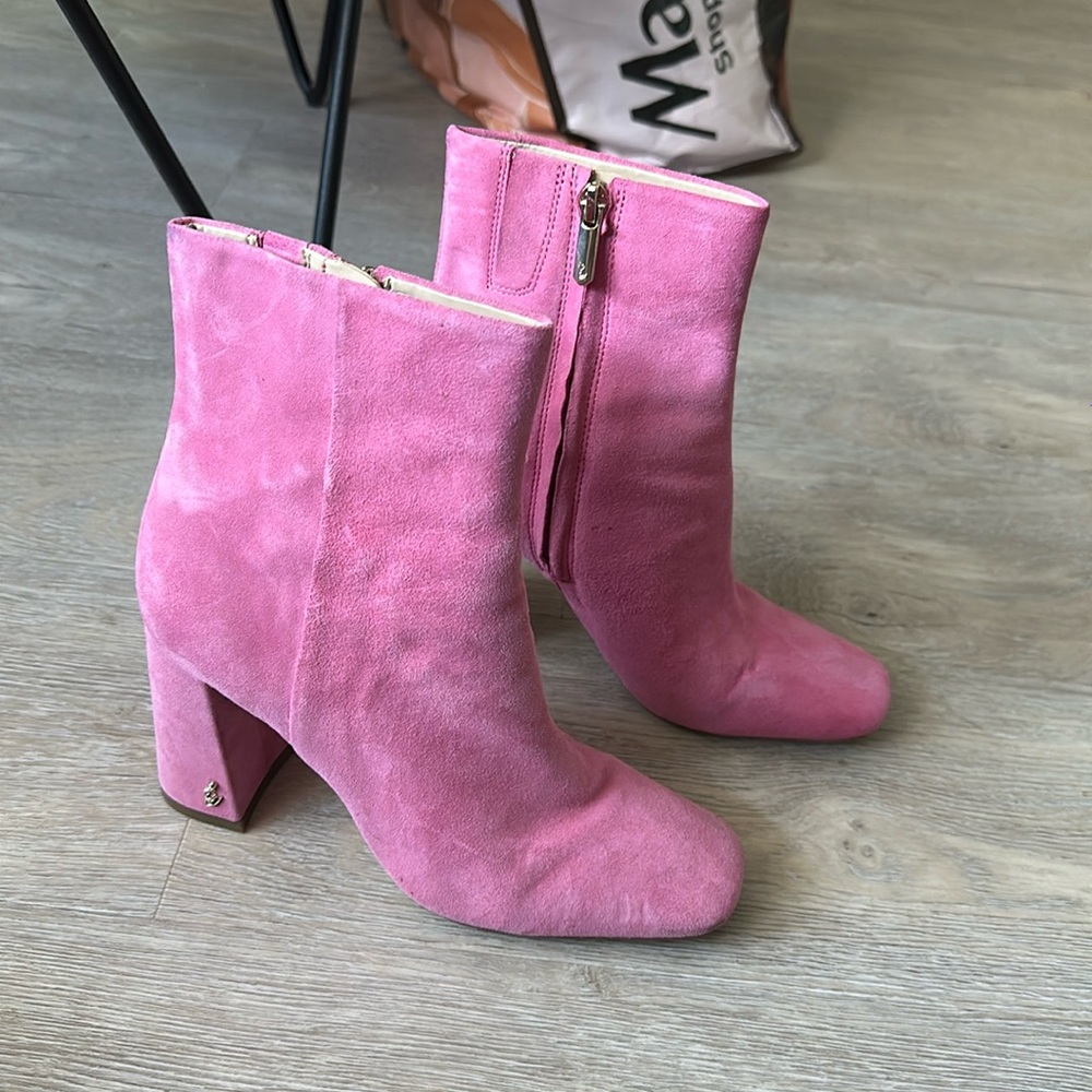 Sam Edelman pink suede booties size 6